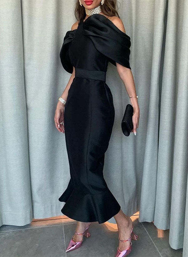 Sleeveless Ankle-Length Satin Graduation Dress in Trumpet/Mermaid Style