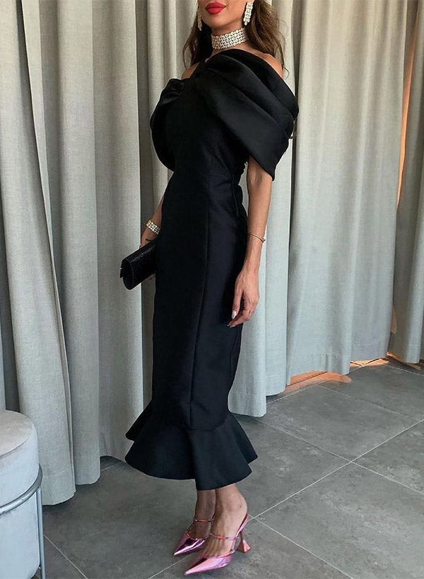 Sleeveless Ankle-Length Satin Graduation Dress in Trumpet/Mermaid Style