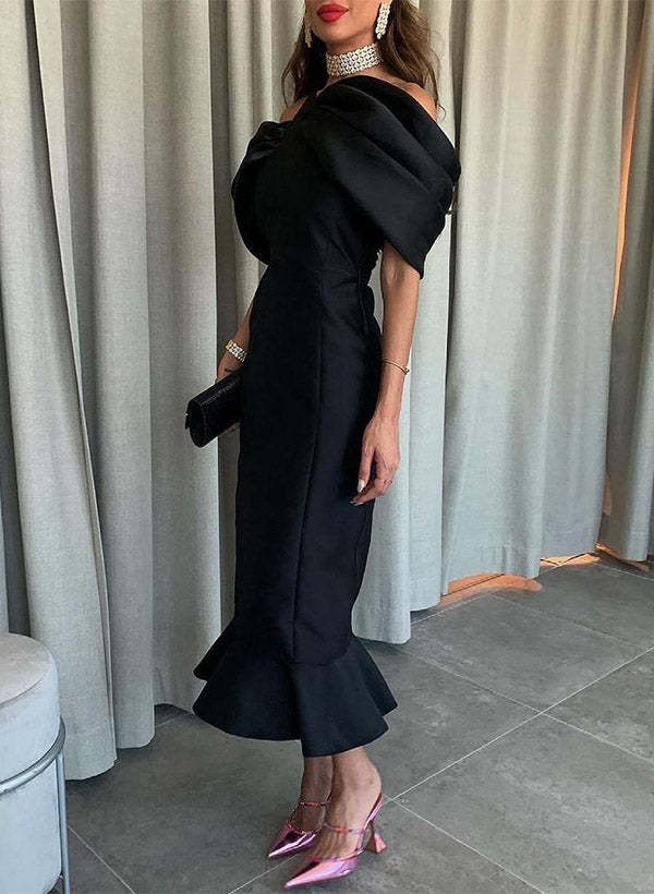 Sleeveless Ankle-Length Satin Graduation Dress in Trumpet/Mermaid Style