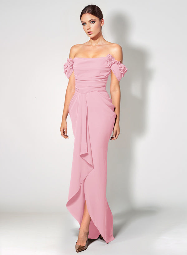 Off-The-Shoulder Elastic Satin Graduation Dress With Ruffle Trumpet/Mermaid