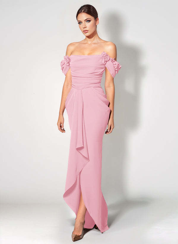 Off-The-Shoulder Elastic Satin Graduation Dress With Ruffle Trumpet/Mermaid