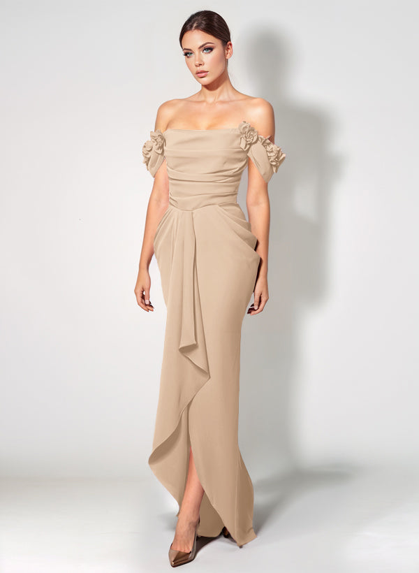 Off-The-Shoulder Elastic Satin Graduation Dress With Ruffle Trumpet/Mermaid