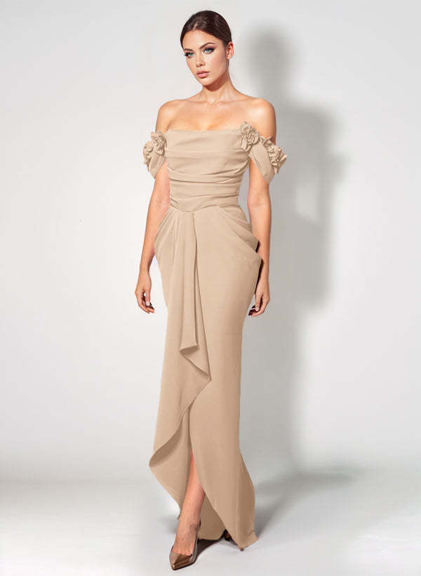 Off-The-Shoulder Elastic Satin Graduation Dress With Ruffle Trumpet/Mermaid