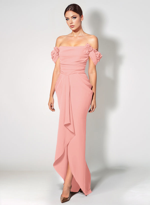 Off-The-Shoulder Elastic Satin Graduation Dress With Ruffle Trumpet/Mermaid