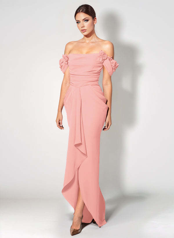 Off-The-Shoulder Elastic Satin Graduation Dress With Ruffle Trumpet/Mermaid