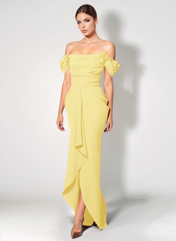 Off-The-Shoulder Elastic Satin Graduation Dress With Ruffle Trumpet/Mermaid