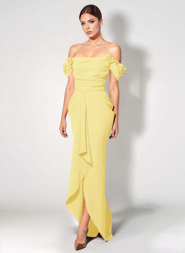 Off-The-Shoulder Elastic Satin Graduation Dress With Ruffle Trumpet/Mermaid