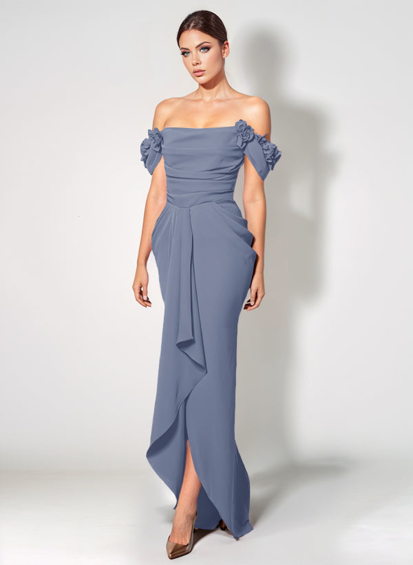 Off-The-Shoulder Elastic Satin Graduation Dress With Ruffle Trumpet/Mermaid
