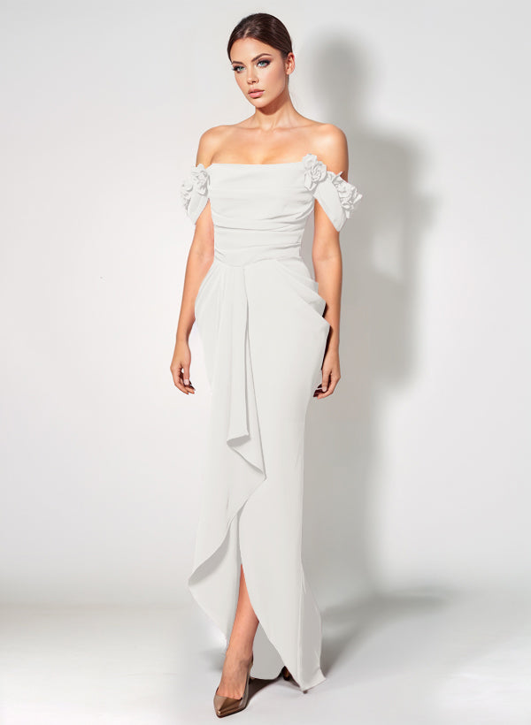 Off-The-Shoulder Elastic Satin Graduation Dress With Ruffle Trumpet/Mermaid