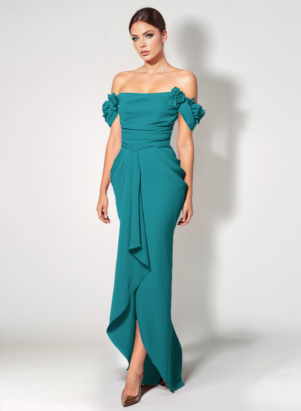 Off-The-Shoulder Elastic Satin Graduation Dress With Ruffle Trumpet/Mermaid