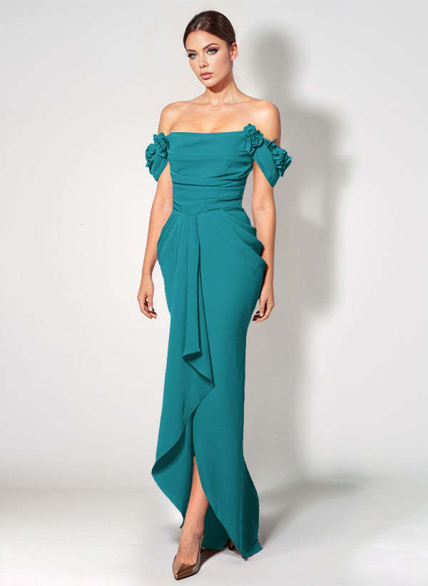 Off-The-Shoulder Elastic Satin Graduation Dress With Ruffle Trumpet/Mermaid