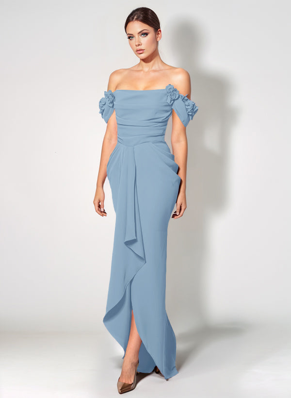 Off-The-Shoulder Elastic Satin Graduation Dress With Ruffle Trumpet/Mermaid