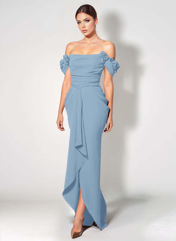 Off-The-Shoulder Elastic Satin Graduation Dress With Ruffle Trumpet/Mermaid