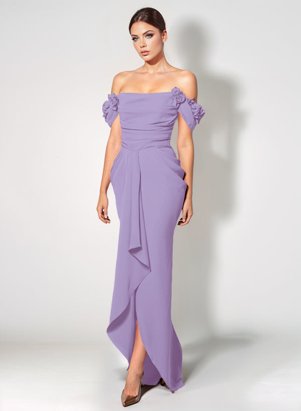 Off-The-Shoulder Elastic Satin Graduation Dress With Ruffle Trumpet/Mermaid