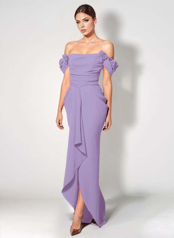 Off-The-Shoulder Elastic Satin Graduation Dress With Ruffle Trumpet/Mermaid