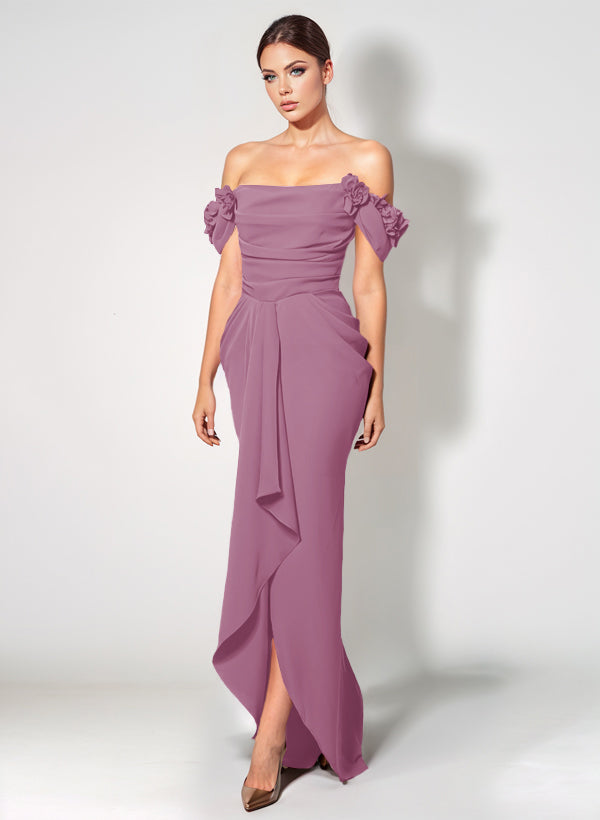Off-The-Shoulder Elastic Satin Graduation Dress With Ruffle Trumpet/Mermaid