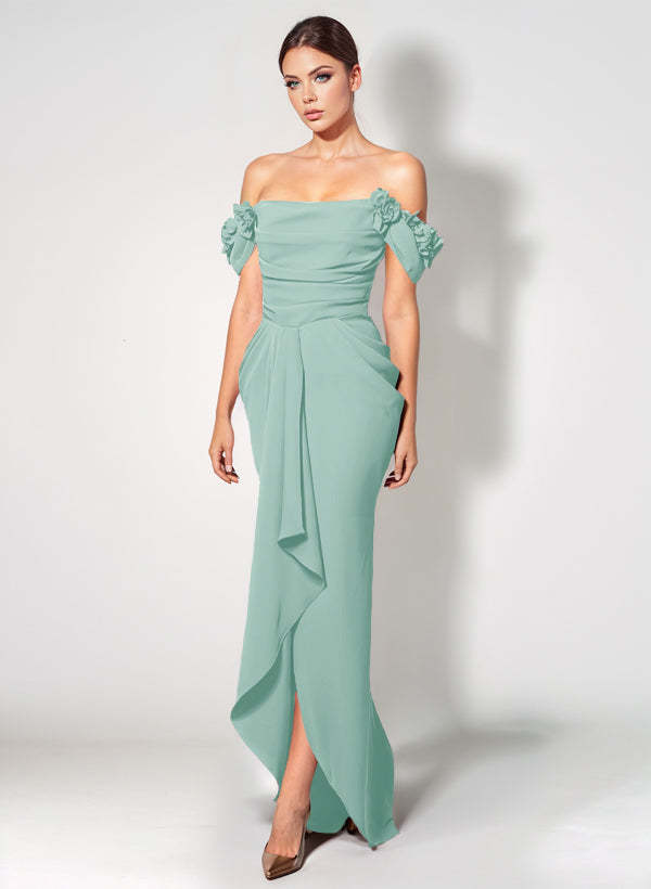 Off-The-Shoulder Elastic Satin Graduation Dress With Ruffle Trumpet/Mermaid