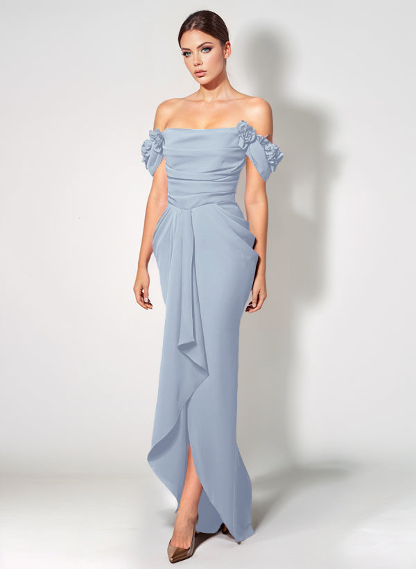 Off-The-Shoulder Elastic Satin Graduation Dress With Ruffle Trumpet/Mermaid