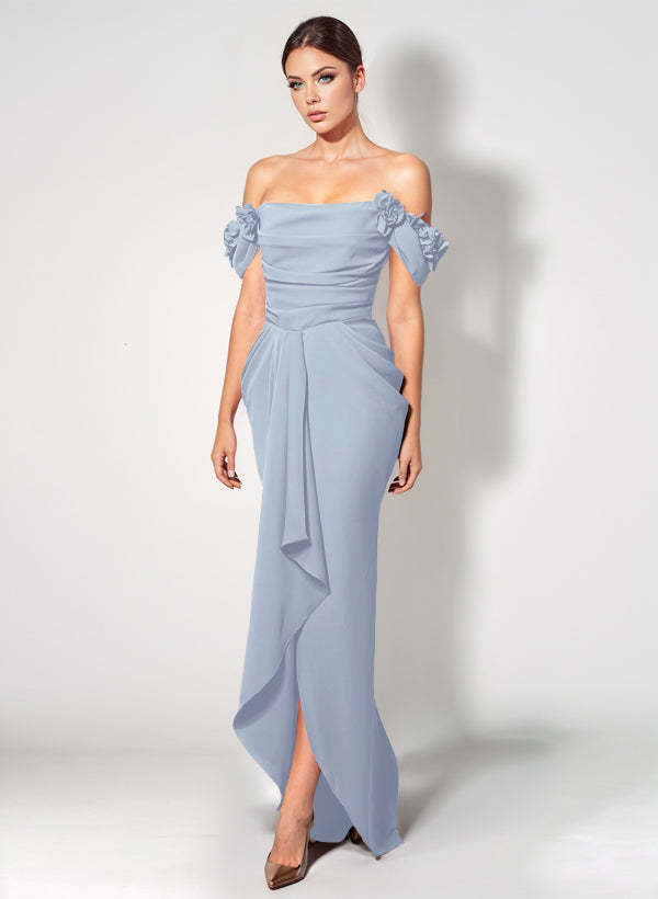 Off-The-Shoulder Elastic Satin Graduation Dress With Ruffle Trumpet/Mermaid