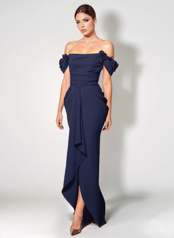 Off-The-Shoulder Elastic Satin Graduation Dress With Ruffle Trumpet/Mermaid