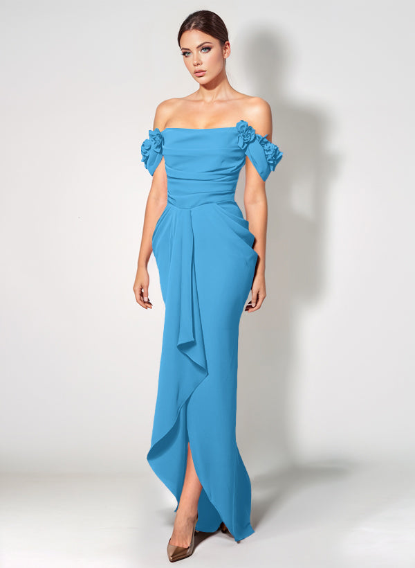 Off-The-Shoulder Elastic Satin Graduation Dress With Ruffle Trumpet/Mermaid