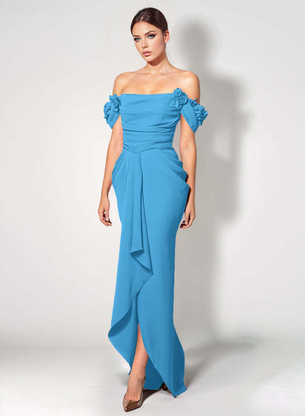 Off-The-Shoulder Elastic Satin Graduation Dress With Ruffle Trumpet/Mermaid