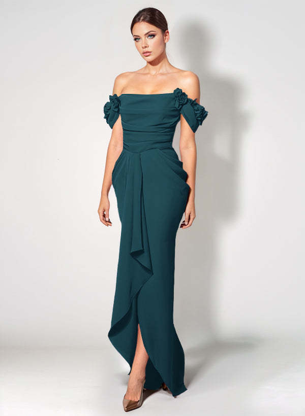 Off-The-Shoulder Elastic Satin Graduation Dress With Ruffle Trumpet/Mermaid