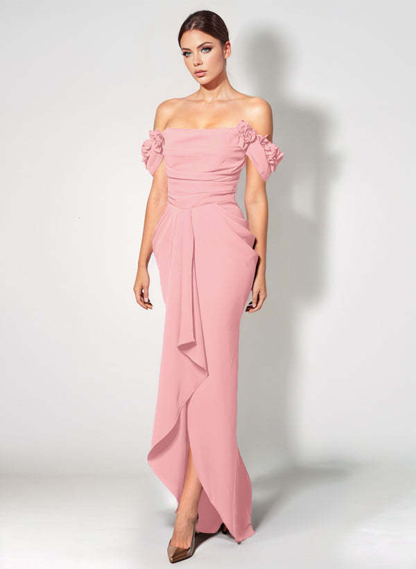 Off-The-Shoulder Elastic Satin Graduation Dress With Ruffle Trumpet/Mermaid