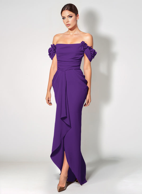 Off-The-Shoulder Elastic Satin Graduation Dress With Ruffle Trumpet/Mermaid