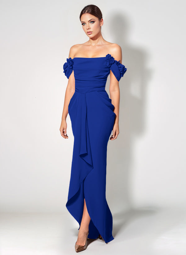 Off-The-Shoulder Elastic Satin Graduation Dress With Ruffle Trumpet/Mermaid