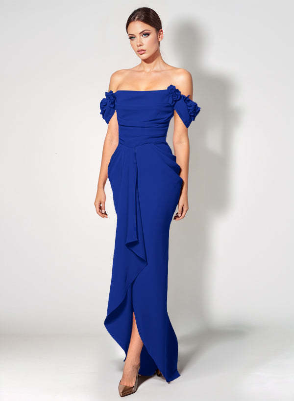 Off-The-Shoulder Elastic Satin Graduation Dress With Ruffle Trumpet/Mermaid