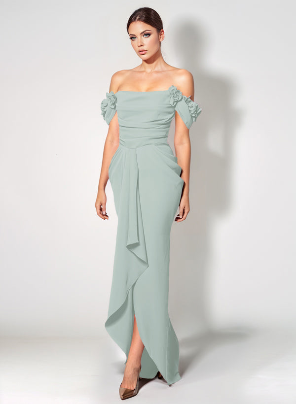 Off-The-Shoulder Elastic Satin Graduation Dress With Ruffle Trumpet/Mermaid