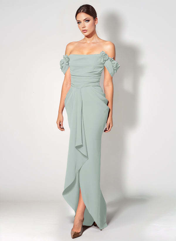 Off-The-Shoulder Elastic Satin Graduation Dress With Ruffle Trumpet/Mermaid