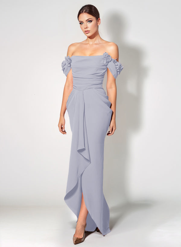 Off-The-Shoulder Elastic Satin Graduation Dress With Ruffle Trumpet/Mermaid