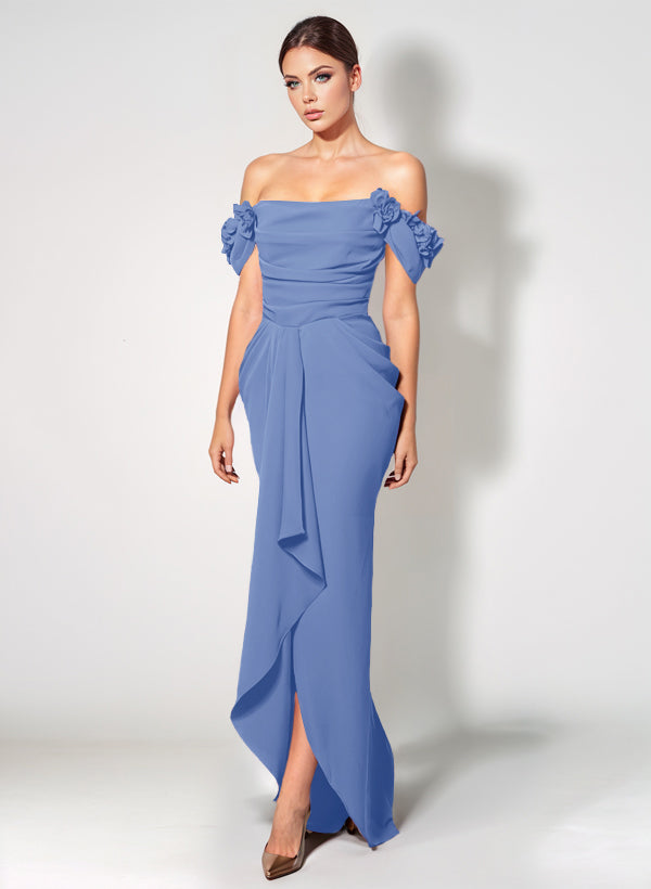 Off-The-Shoulder Elastic Satin Graduation Dress With Ruffle Trumpet/Mermaid
