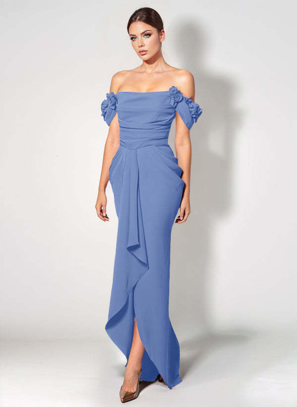Off-The-Shoulder Elastic Satin Graduation Dress With Ruffle Trumpet/Mermaid