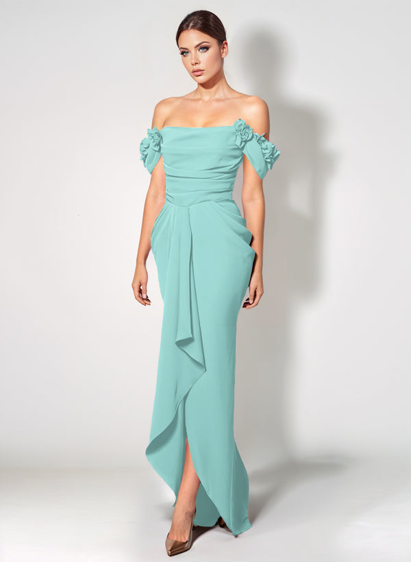 Off-The-Shoulder Elastic Satin Graduation Dress With Ruffle Trumpet/Mermaid