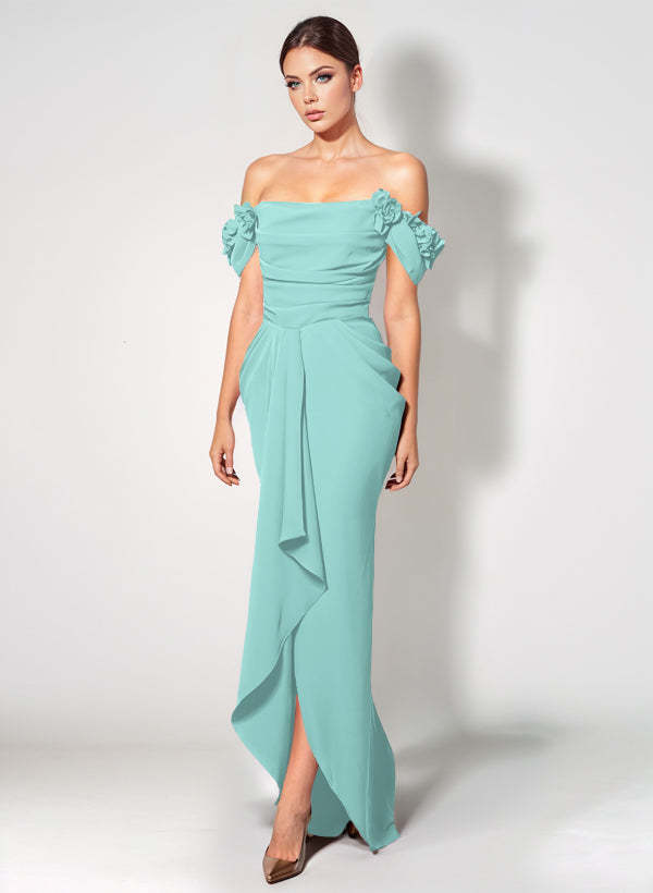 Off-The-Shoulder Elastic Satin Graduation Dress With Ruffle Trumpet/Mermaid