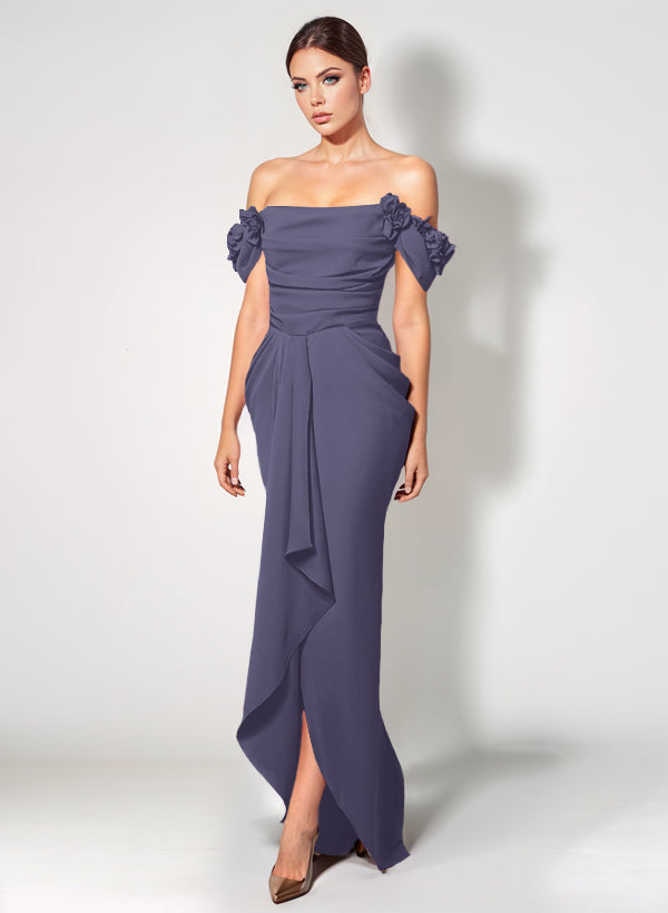 Off-The-Shoulder Elastic Satin Graduation Dress With Ruffle Trumpet/Mermaid