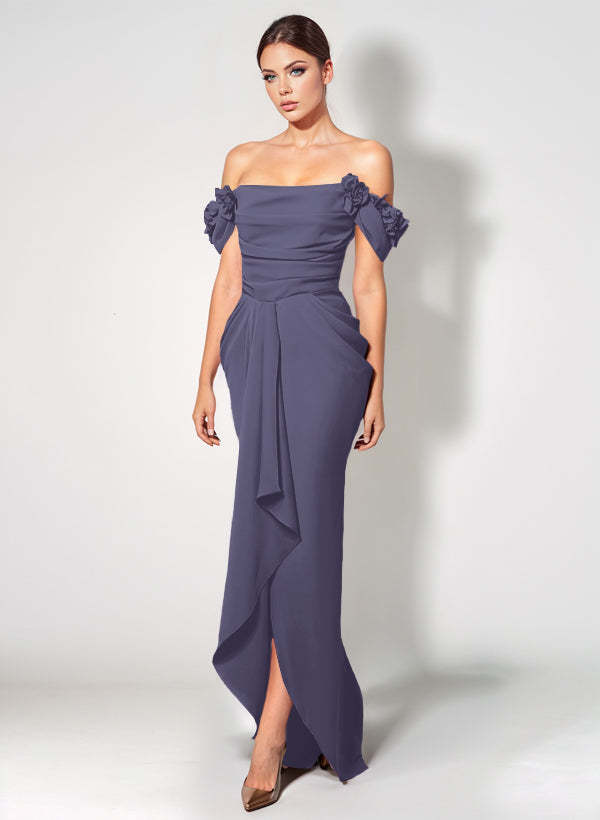 Off-The-Shoulder Elastic Satin Graduation Dress With Ruffle Trumpet/Mermaid