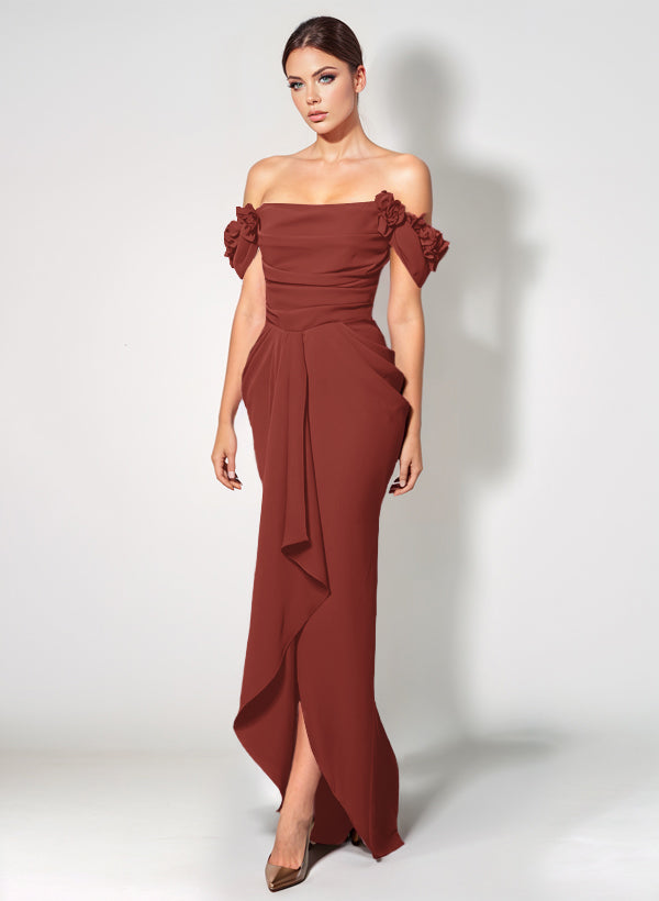 Off-The-Shoulder Elastic Satin Graduation Dress With Ruffle Trumpet/Mermaid