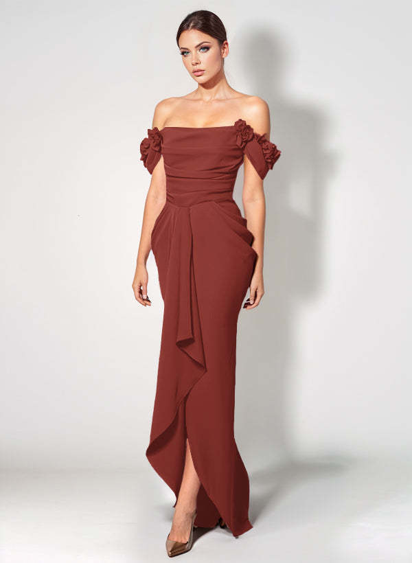 Off-The-Shoulder Elastic Satin Graduation Dress With Ruffle Trumpet/Mermaid