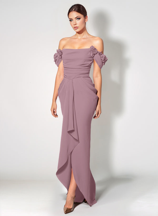Off-The-Shoulder Elastic Satin Graduation Dress With Ruffle Trumpet/Mermaid