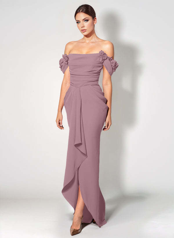 Off-The-Shoulder Elastic Satin Graduation Dress With Ruffle Trumpet/Mermaid