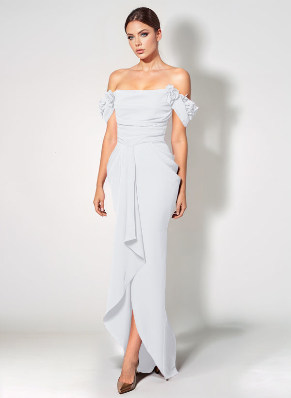 Off-The-Shoulder Elastic Satin Graduation Dress With Ruffle Trumpet/Mermaid