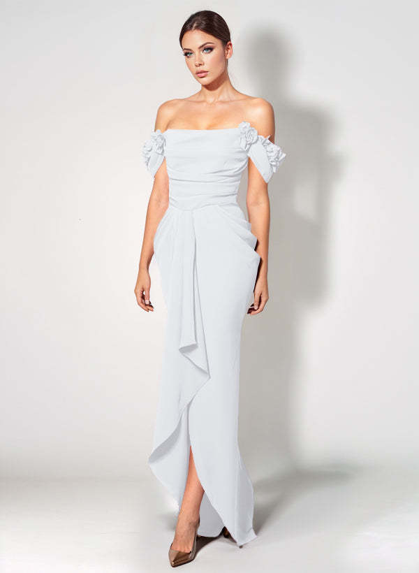 Off-The-Shoulder Elastic Satin Graduation Dress With Ruffle Trumpet/Mermaid