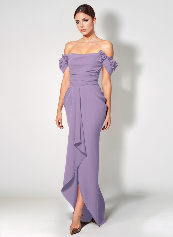 Off-The-Shoulder Elastic Satin Graduation Dress With Ruffle Trumpet/Mermaid