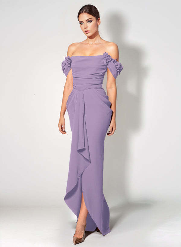 Off-The-Shoulder Elastic Satin Graduation Dress With Ruffle Trumpet/Mermaid