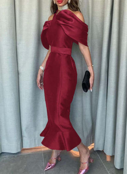 Sleeveless Ankle-Length Satin Graduation Dress in Trumpet/Mermaid Style