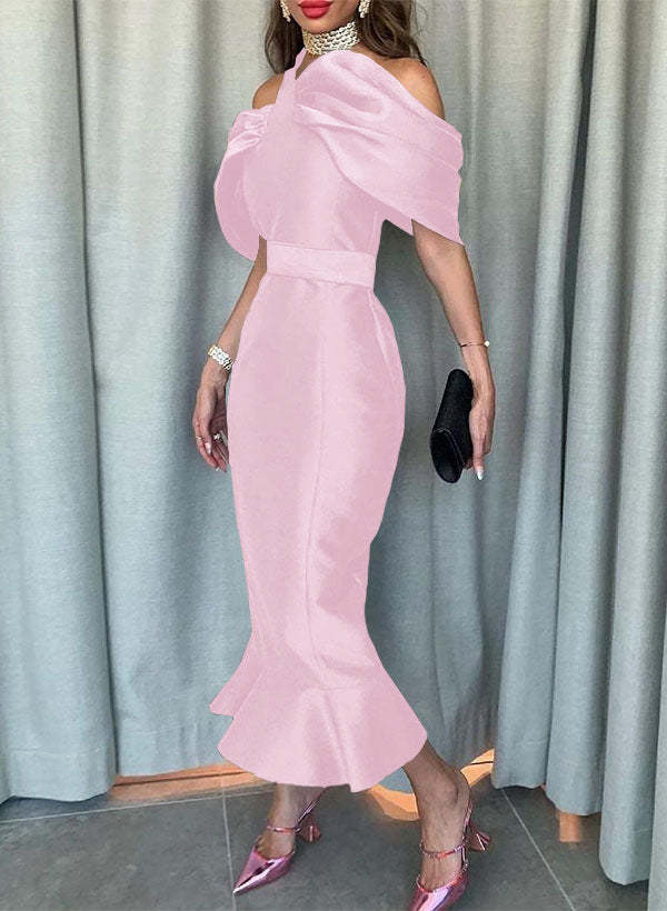 Sleeveless Ankle-Length Satin Graduation Dress in Trumpet/Mermaid Style